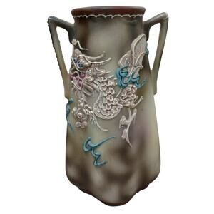 Vintage Japanese Dragon Ware Moriage Vase Hand Painted 5”